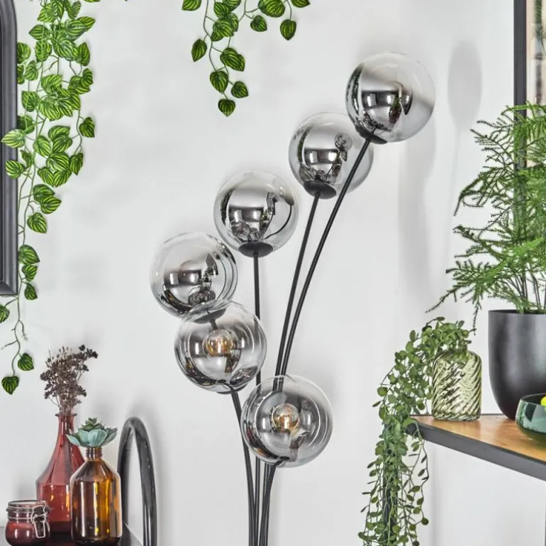 Gastor Lampadaire Chrome, Clair, Fumé, 6 lumières