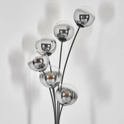 Gastor Lampadaire Chrome, Clair, Fumé, 6 lumières