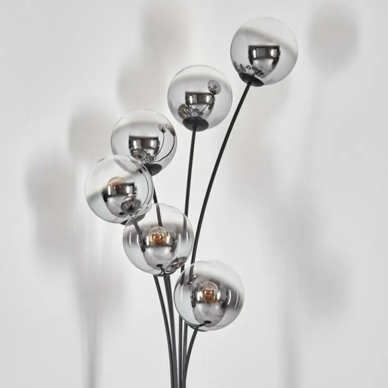 Gastor Lampadaire Chrome, Clair, Fumé, 6 lumières