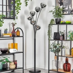 Gastor Lampadaire Chrome, Clair, Fumé, 6 lumières