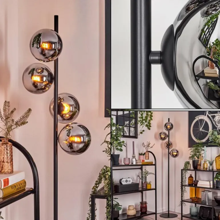 Gastor Lampadaire Chrome, Fumé, 4 lumières