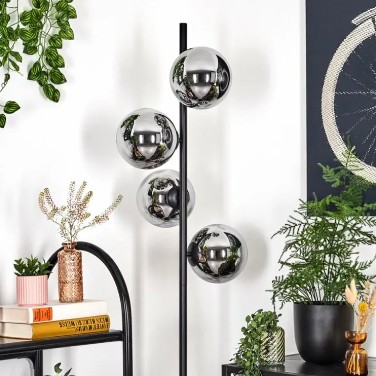 Gastor Lampadaire Chrome, Fumé, 4 lumières