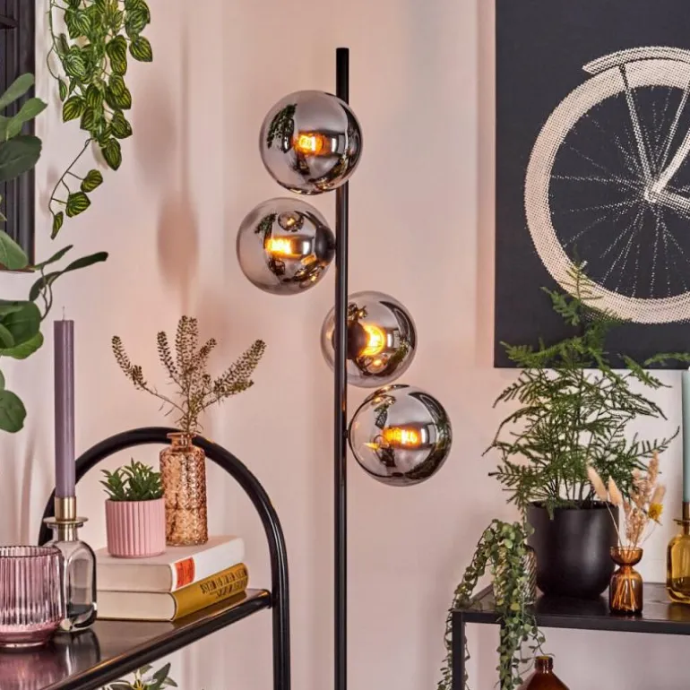 Gastor Lampadaire Chrome, Fumé, 4 lumières