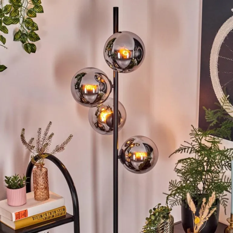Gastor Lampadaire Chrome, Fumé, 4 lumières