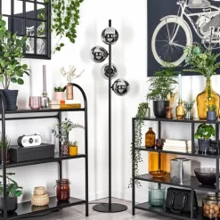 Gastor Lampadaire Chrome, Fumé, 4 lumières
