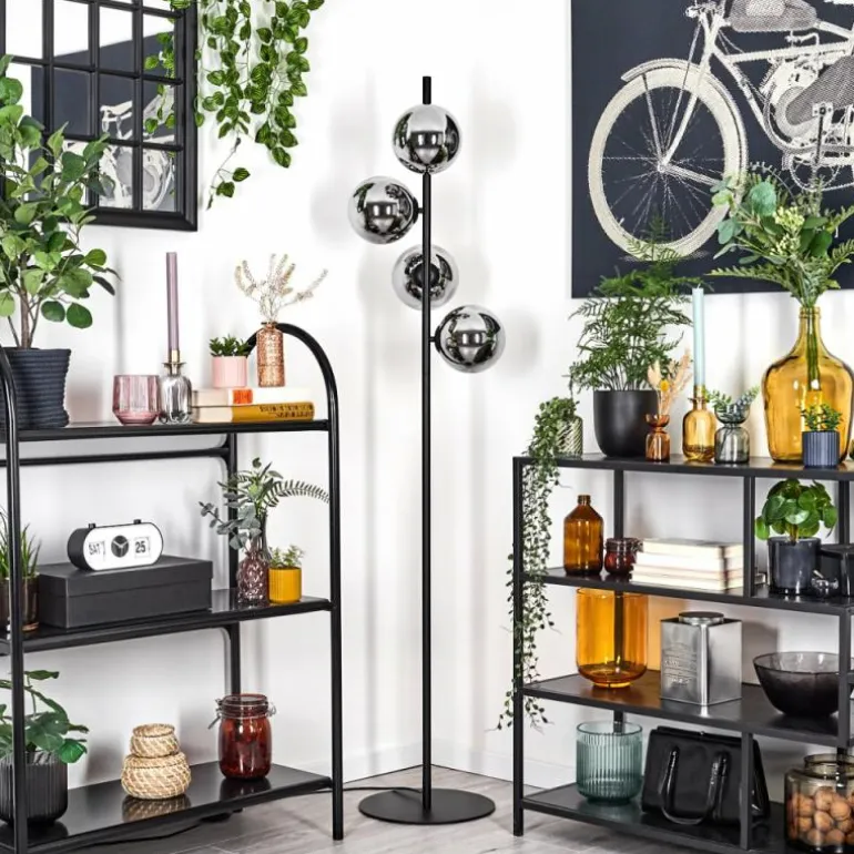 Gastor Lampadaire Chrome, Fumé, 4 lumières