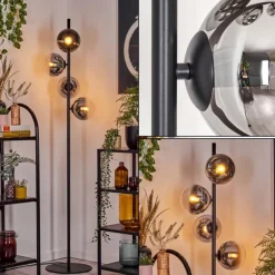 Gastor Lampadaire Chrome, Clair, Fumé, 4 lumières