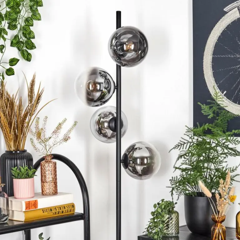 Gastor Lampadaire Chrome, Clair, Fumé, 4 lumières