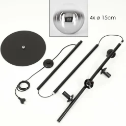Gastor Lampadaire Chrome, Clair, Fumé, 4 lumières