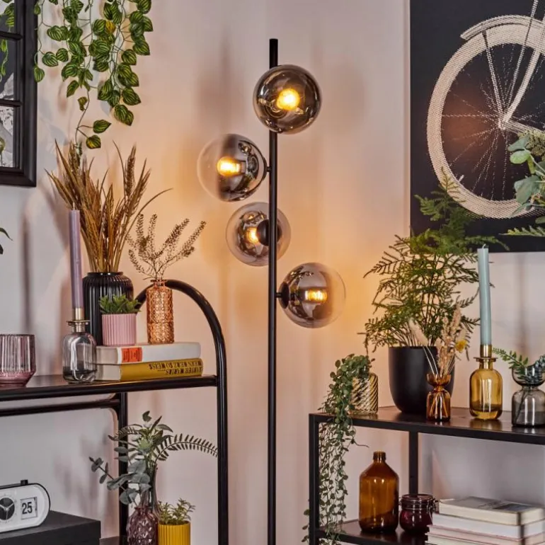 Gastor Lampadaire Chrome, Clair, Fumé, 4 lumières