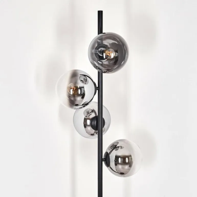 Gastor Lampadaire Chrome, Clair, Fumé, 4 lumières
