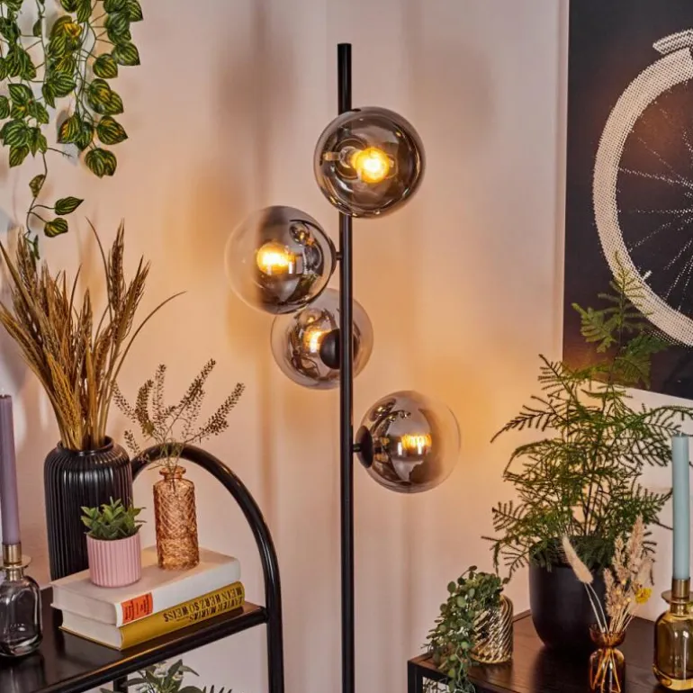 Gastor Lampadaire Chrome, Clair, Fumé, 4 lumières