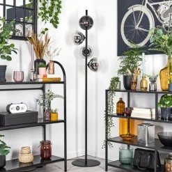 Gastor Lampadaire Chrome, Clair, Fumé, 4 lumières