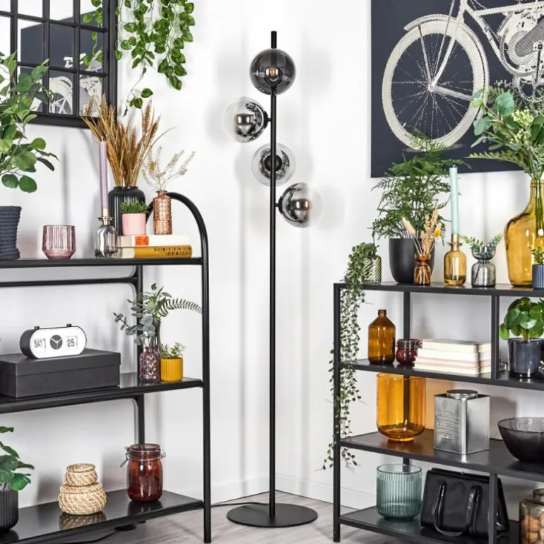 Gastor Lampadaire Chrome, Clair, Fumé, 4 lumières