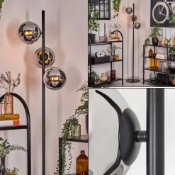 Gastor Lampadaire Chrome, Fumé, 3 lumières