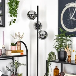 Gastor Lampadaire Chrome, Fumé, 3 lumières