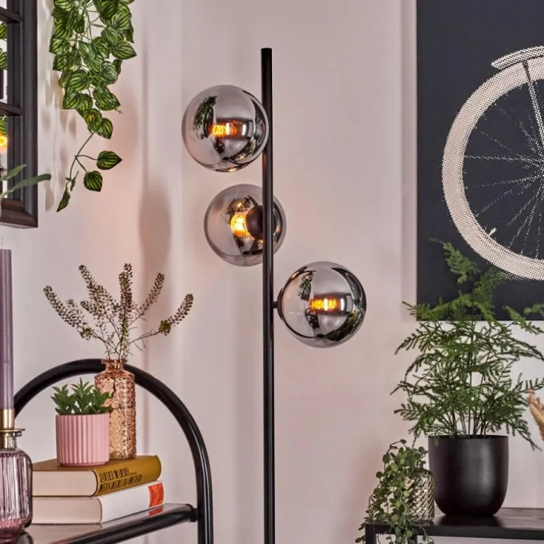 Gastor Lampadaire Chrome, Fumé, 3 lumières