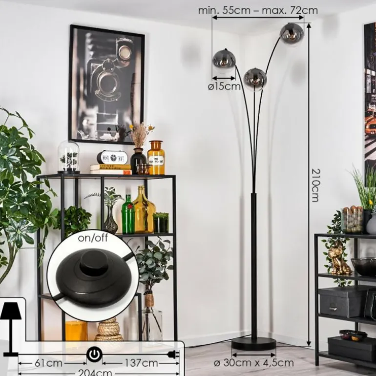 Gastor Lampadaire Noir, 3 lumières
