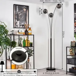 Gastor Lampadaire Noir, 3 lumières