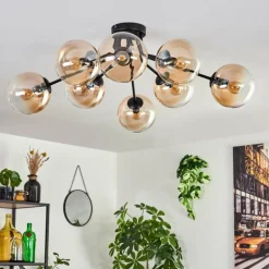 Gastor Plafonnier 87 cm Ambre, Clair, 8 lumières