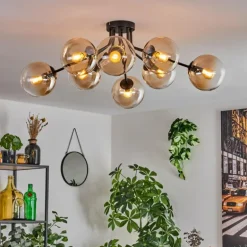 Gastor Plafonnier 87 cm Ambre, Clair, 8 lumières