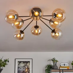Gastor Plafonnier 87 cm Ambre, Clair, 8 lumières