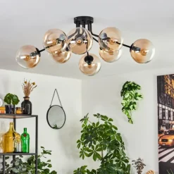 Gastor Plafonnier 87 cm Ambre, Clair, 8 lumières