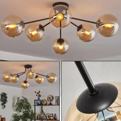 Gastor Plafonnier 74 cm Ambre, Clair, 6 lumières