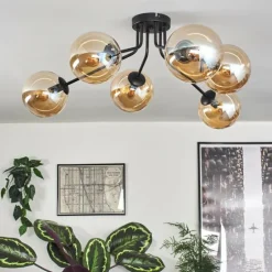 Gastor Plafonnier 74 cm Ambre, Clair, 6 lumières