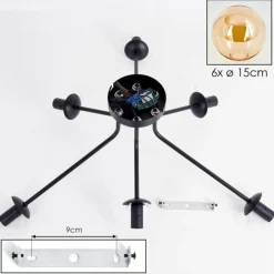 Gastor Plafonnier 74 cm Ambre, Clair, 6 lumières