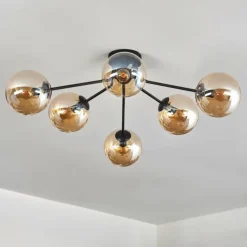 Gastor Plafonnier 74 cm Ambre, Clair, 6 lumières