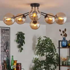 Gastor Plafonnier 74 cm Ambre, Clair, 6 lumières