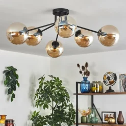 Gastor Plafonnier 74 cm Ambre, Clair, 6 lumières