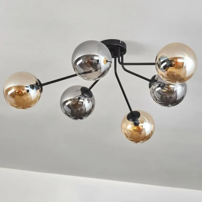 Gastor Plafonnier 74 cm Ambre, Fumé, 6 lumières