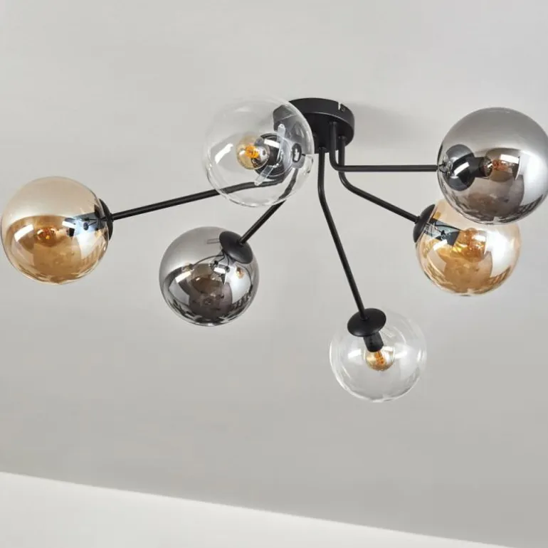 Gastor Plafonnier 74 cm Ambre, Clair, Fumé, 6 lumières