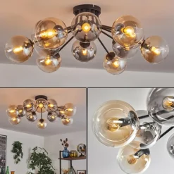 Gastor Plafonnier 91 cm Ambre, Clair, Fumé, 12 lumières