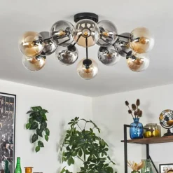 Gastor Plafonnier 91 cm Ambre, Clair, Fumé, 12 lumières