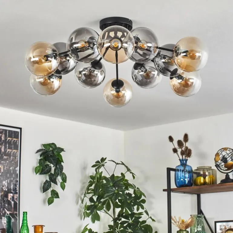 Gastor Plafonnier 91 cm Ambre, Clair, Fumé, 12 lumières