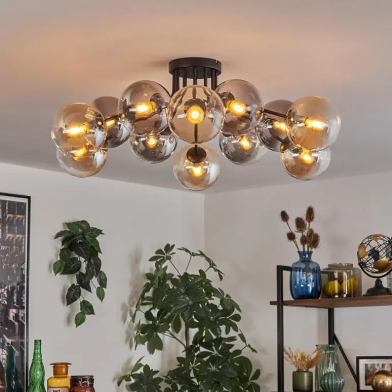Gastor Plafonnier 91 cm Ambre, Clair, Fumé, 12 lumières