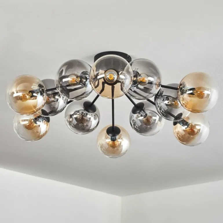 Gastor Plafonnier 91 cm Ambre, Clair, Fumé, 12 lumières
