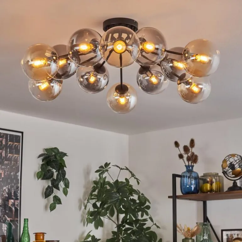 Gastor Plafonnier 91 cm Ambre, Clair, Fumé, 12 lumières