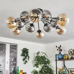 Gastor Plafonnier 91 cm Ambre, Clair, Fumé, 12 lumières