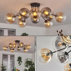 Gastor Plafonnier 83 cm Ambre, Clair, Fumé, 10 lumières