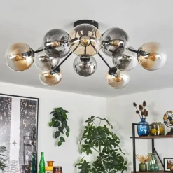 Gastor Plafonnier 83 cm Ambre, Clair, Fumé, 10 lumières