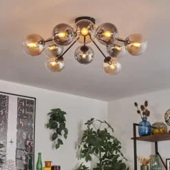 Gastor Plafonnier 83 cm Ambre, Clair, Fumé, 10 lumières