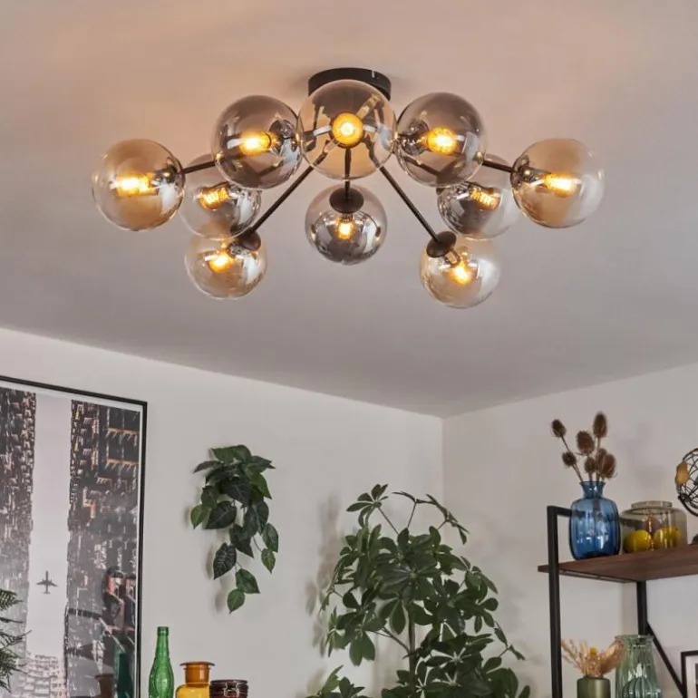 Gastor Plafonnier 83 cm Ambre, Clair, Fumé, 10 lumières