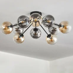 Gastor Plafonnier 83 cm Ambre, Clair, Fumé, 10 lumières