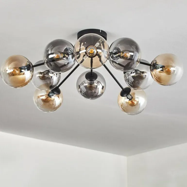 Gastor Plafonnier 83 cm Ambre, Clair, Fumé, 10 lumières
