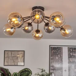 Gastor Plafonnier 83 cm Ambre, Clair, Fumé, 10 lumières