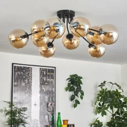 Gastor Plafonnier 83 cm Ambre, 10 lumières